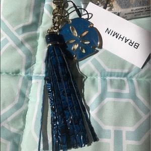 Brahmin sand dollar sapphire tassel charm leather blue